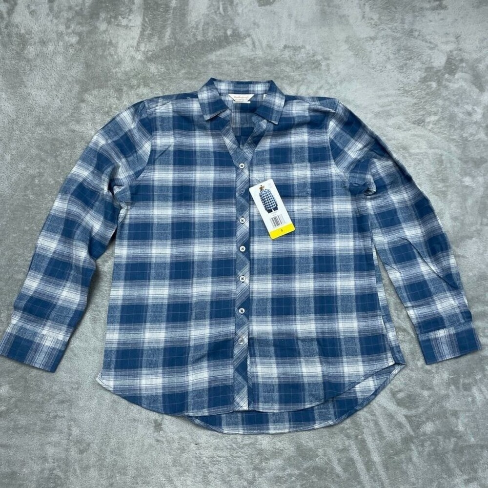 Weatherproof Vintage Blue Plaid Comfort Stretch Shirt Size S d0021 - Picture 9 of 15